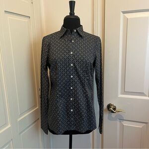 Women’s Navy Patterned Dress Shirt